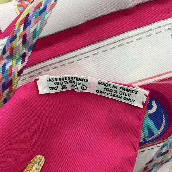 Hermes Scarf Carré 90 Pink×white×multi Pelile Main - Picture 4 of 7